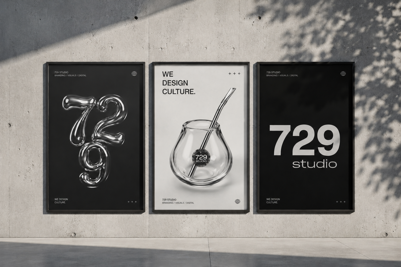 729 studio identity installed as a physical place marker